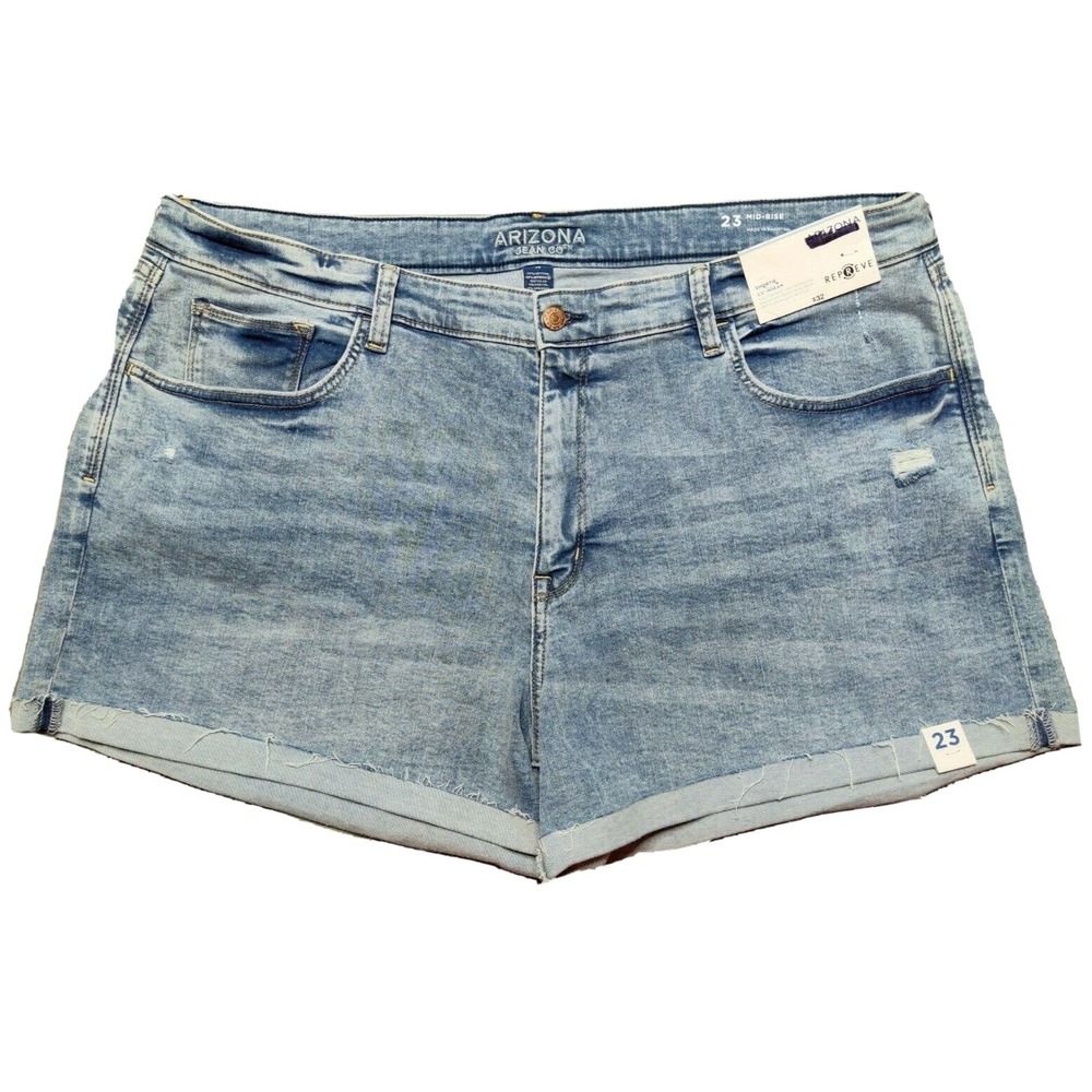 Arizona Juniors Size 23 Mid-Rise Dandelion Blue 4" Cuffed Jean Shorts NEW